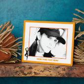 Yoga boomhouding zwart, oranje custom fotoplaat (Zijkant)
