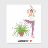 Yoga boompositie plant in pot transparante sticker (Vel)