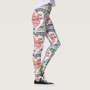 Yoga Broek Love Salsa Dancing Red Heart Leggings