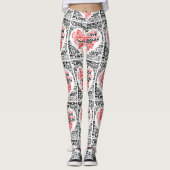 Yoga Broek Love Salsa Dancing Red Heart Leggings (Voorkant)