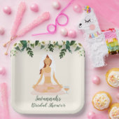 Yoga bruid Mimosa Vrijgezellenfeest bruin haar Papieren Bordje (Feest)
