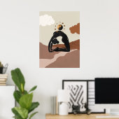 Yoga camel pose ustrasana yin yang moon phase poster (Thuiskantoor)