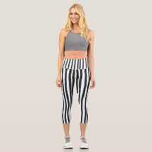 Yoga Capri Zwart & Wit Verticale Strepen