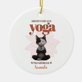 Yoga Cat Funny Paws en Adem Gepersonaliseerd Keramisch Ornament