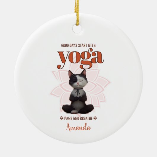 Yoga Cat Funny Paws en Adem Gepersonaliseerd Keramisch Ornament (Achterkant)