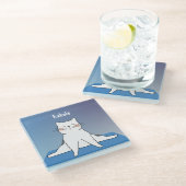 Yoga Cat Glass Onderzetter (Schuin)