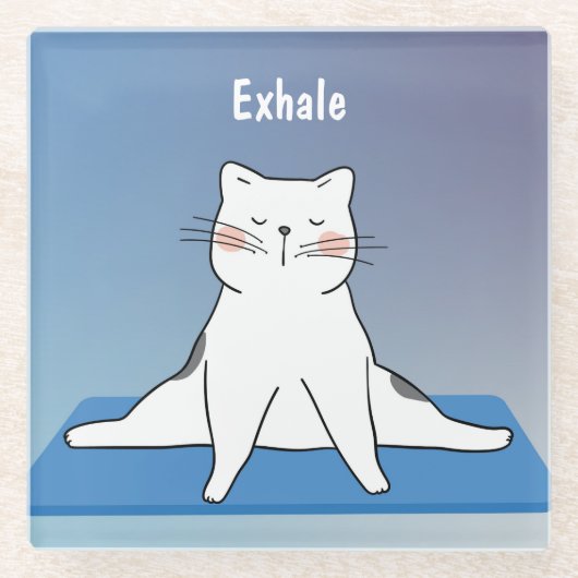 Yoga Cat Glass Onderzetter (Voorkant)