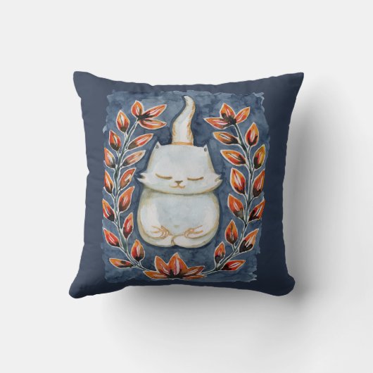 Yoga Cat Indigo Blue Sierkussen (Achterkant)