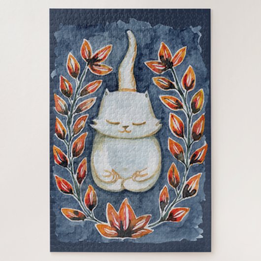 Yoga Cat Indigo Jigsaw Puzzle Legpuzzel (Verticaal)