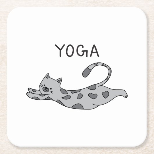 Yoga Cat Kartonnen Onderzetters (Voorkant)