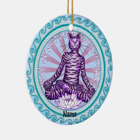 Yoga Cat Keramisch Ornament (Rechts)