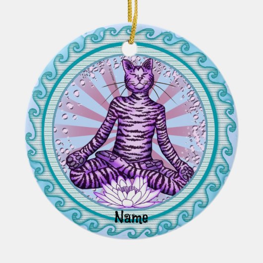 Yoga Cat Keramisch Ornament (Voorkant)