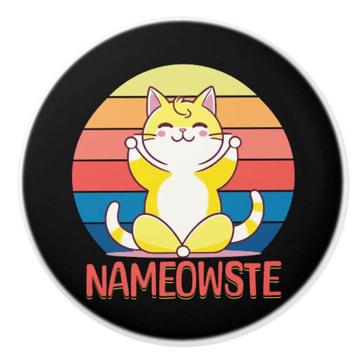 Yoga cat keramische knop (Voorkant)