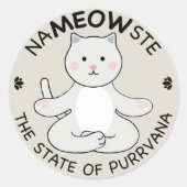 Yoga Cat - Namaste Ronde Sticker (Voorkant)