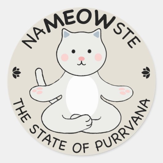 Yoga Cat - Namaste Ronde Sticker (Voorkant)