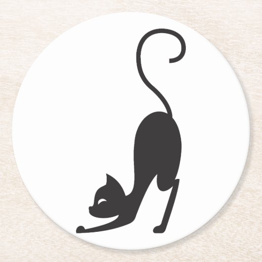 Yoga cat ronde kartonnen onderzetter (Voorkant)