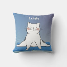Yoga Cat Sierkussen, 16" x 16", Uitademen