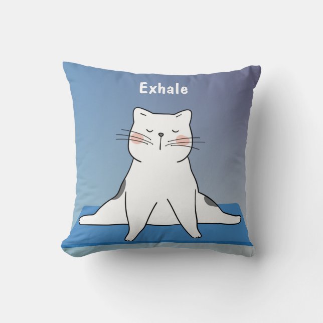 Yoga Cat Sierkussen, 16" x 16", Uitademen Kussen (Voorkant)