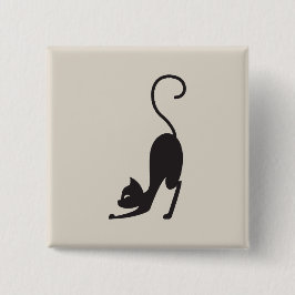 Yoga cat vierkante button 5,1 cm