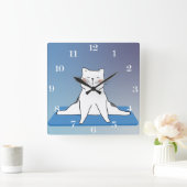 Yoga Cat Vierkante Klok (Huis)