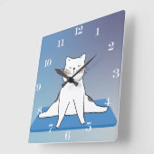 Yoga Cat Vierkante Klok (Hoek)