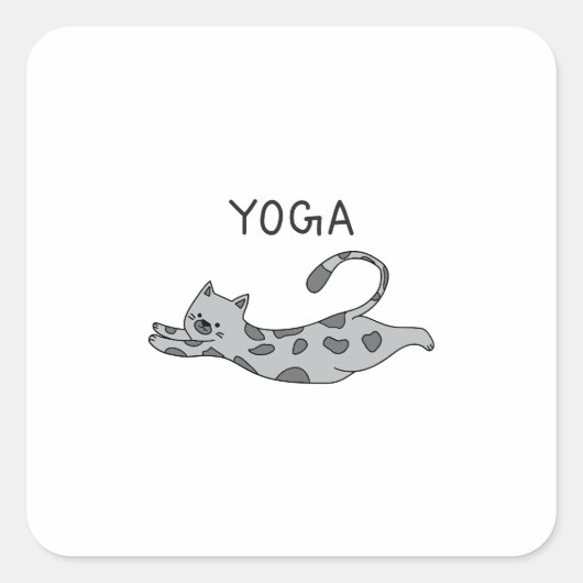 Yoga Cat Vierkante Sticker (Voorkant)