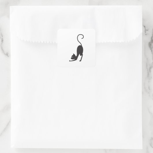 Yoga cat vierkante sticker (Tas)