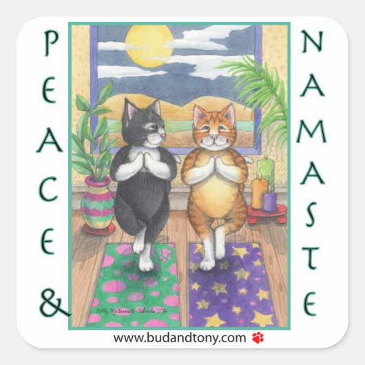 Yoga Cats Bud & Tony Sticker (Voorkant)