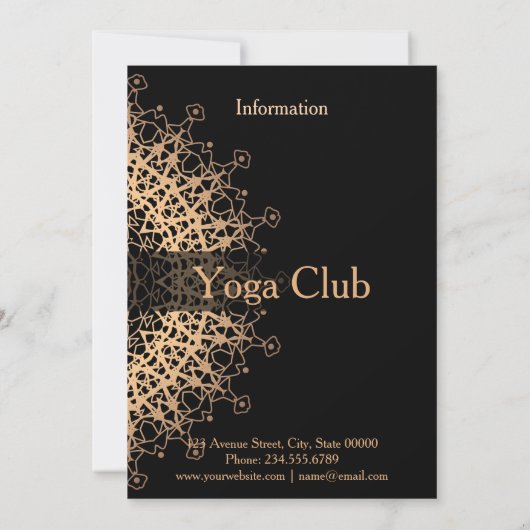 Yoga Center, yoga, sport, mandala, Golden mandala Kaart (Achterkant)