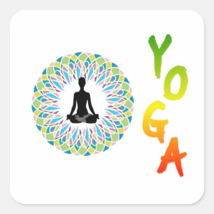 YOGA - CHAKRA EN BEMIDDELING VIERKANTE STICKER