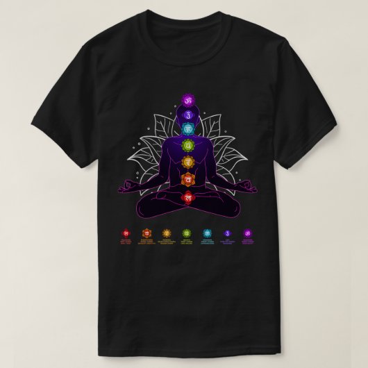 Yoga Chakra Spirituele body System Meditation T-shirt (Design voorkant)