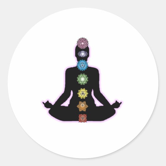 Yoga Chakras Ronde Sticker (Voorkant)