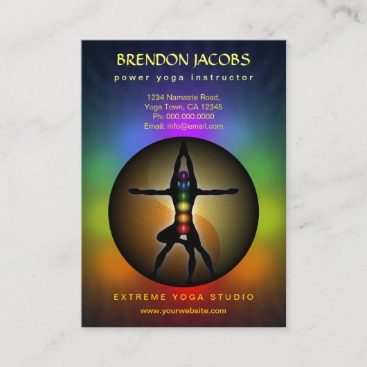 Yoga Chakra's Yin Yang Pose Leraar Grote Verticale Visitekaartje (Voorkant)