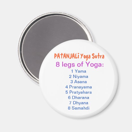 YOGA-checklist: 8 stappen PATANJALI SUTRA Magneet (Voorkant / Achterkant)