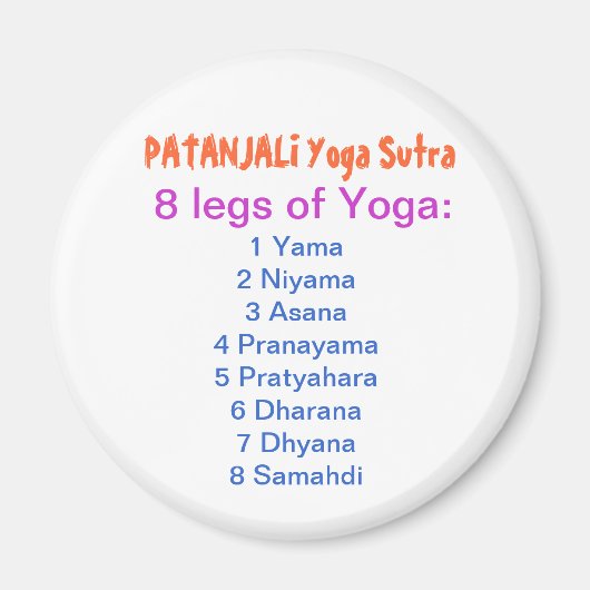 YOGA-checklist: 8 stappen PATANJALI SUTRA Magneet (Voorkant)
