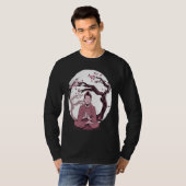 Yoga cherry blossom tree meditate Japanese writing T-shirt (Voorkant volledig)