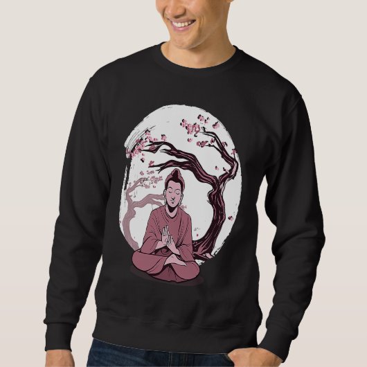 Yoga cherry blossom tree meditate Japanese writing Trui (Voorkant)