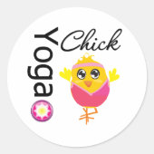 Yoga Chick Ronde Sticker (Voorkant)