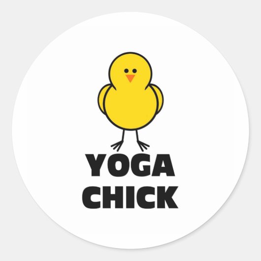 Yoga Chick Ronde Sticker (Voorkant)