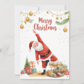 Yoga Christmas Santa Claus posing Yoga Holiday Feestdagenkaart (Voorkant)
