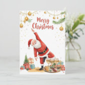 Yoga Christmas Santa Claus posing Yoga Holiday Feestdagenkaart (Staand voorkant)