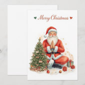 Yoga Christmas Santa Claus posing Yoga Holiday Feestdagenkaart (Voorkant / Achterkant)