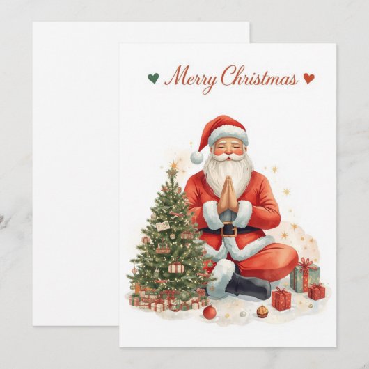 Yoga Christmas Santa Claus posing Yoga Holiday Feestdagenkaart (Voorkant / Achterkant)
