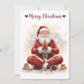 Yoga Christmas Santa Claus posing Yoga Holiday Feestdagenkaart (Voorkant)