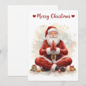 Yoga Christmas Santa Claus posing Yoga Holiday Feestdagenkaart (Voorkant / Achterkant)