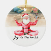 Yoga Christmas Santa Claus Posing yoga  Keramisch Ornament (Voorkant)