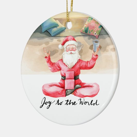 Yoga Christmas Santa Claus Posing yoga  Keramisch Ornament (Links)