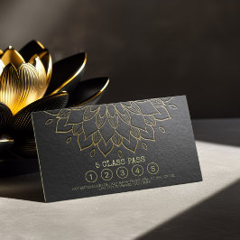 Yoga Class Pass Black Gold Embossed Mandala Floral Klantenkaartje
