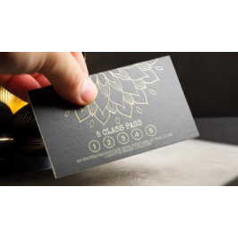 Yoga Class Pass Black Gold Embossed Mandala Floral Klantenkaartje