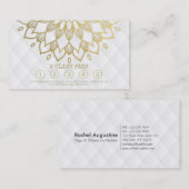 Yoga Class Pass Gold Mandala Floral White Leather Klantenkaartje (Voorkant / Achterkant)